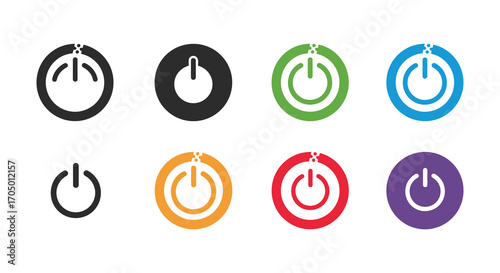 various colored power buttons arranged neatly in two rows
