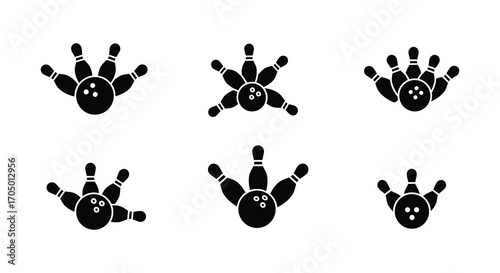 various bowling pin arrangements showing different strike patterns