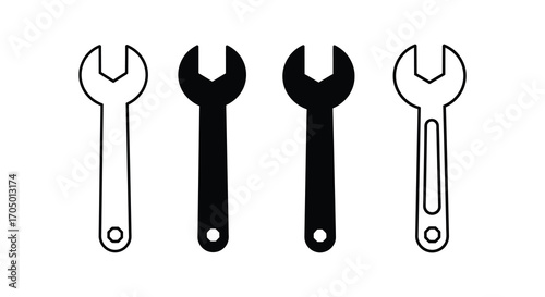 a set of wrenches displayed in various styles