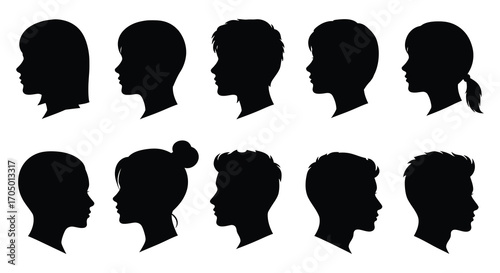 various hairstyles shown through silhouettes of different people