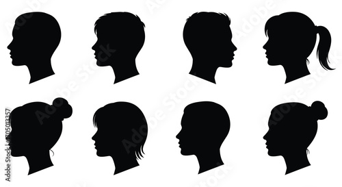 various hairstyles shown through silhouettes of women s heads
