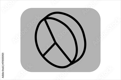 This image shows a simple, two-dimensional icon of a coffee bean. The bean is drawn with thick, black lines against a solid gray, rounded rectangular background. 
