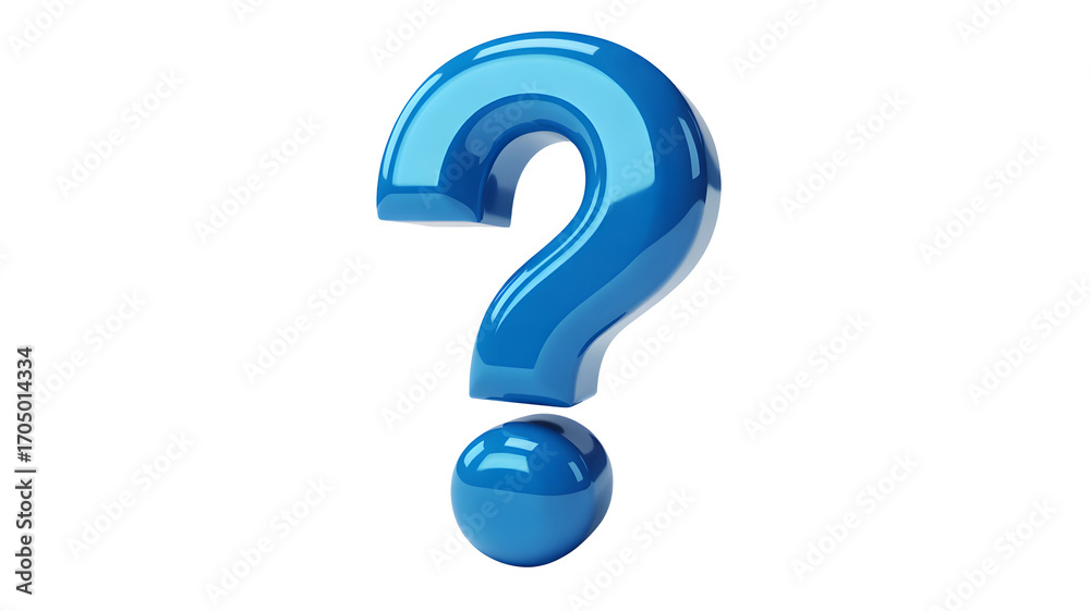 Naklejka premium Vibrant blue question mark isolated, perfect for education, help, or problem solving concepts