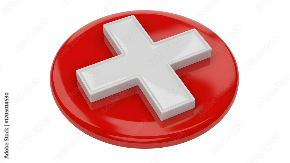 Obraz premium Bold red cross icon symbolizing error, failure, or rejection with clean, modern design