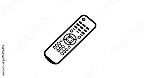 Illustration of a remote control with buttons on a white background.
