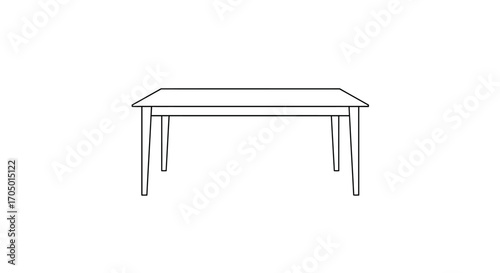 Illustration of a rectangular table with four legs, viewed from a low angle.