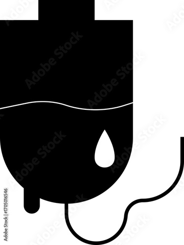 Drip Bag Icon, Medical IV Bag, Infusion, Hospital Equipment, Patient Care, Blood Transfusion, Therapy, and Treatment Symbols in Modern Style, intravenous fluid drip bags in a medical healthcare