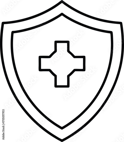 disease prevention shield outline icon.