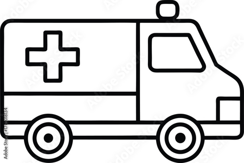 emergency ambulance outline icon vector on transparent.