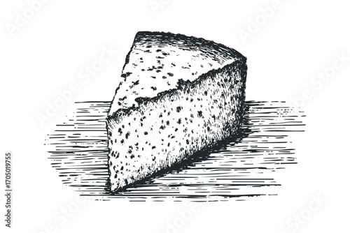 Hand Drawn Wedge of Cheese. Vector hand drawn illustration