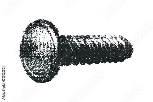Textured Grunge Screw Object on Transparent Layer. Vector hand drawn illustration