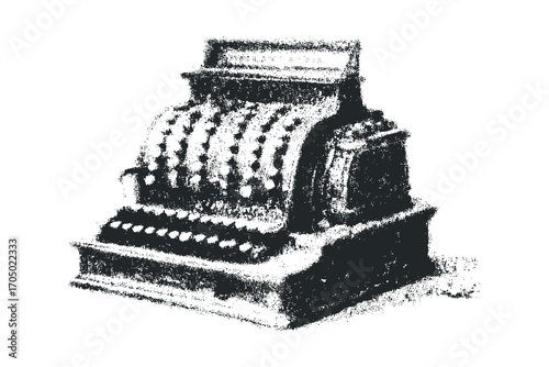 Vintage Cash Register Transparent Image. Vector hand drawn illustration