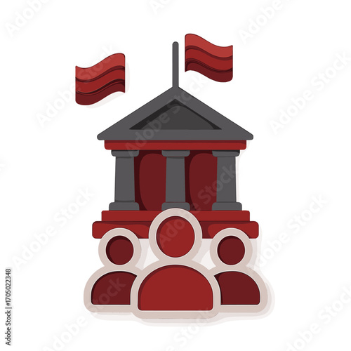3d government icon with people and flags
