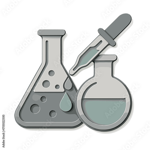 Laboratory equipment design with test tubes and dropper in 3d style