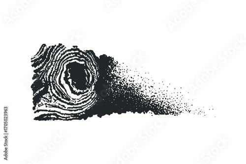 Abstract organic shape with fading dots on transparent. Vector hand drawn illustration