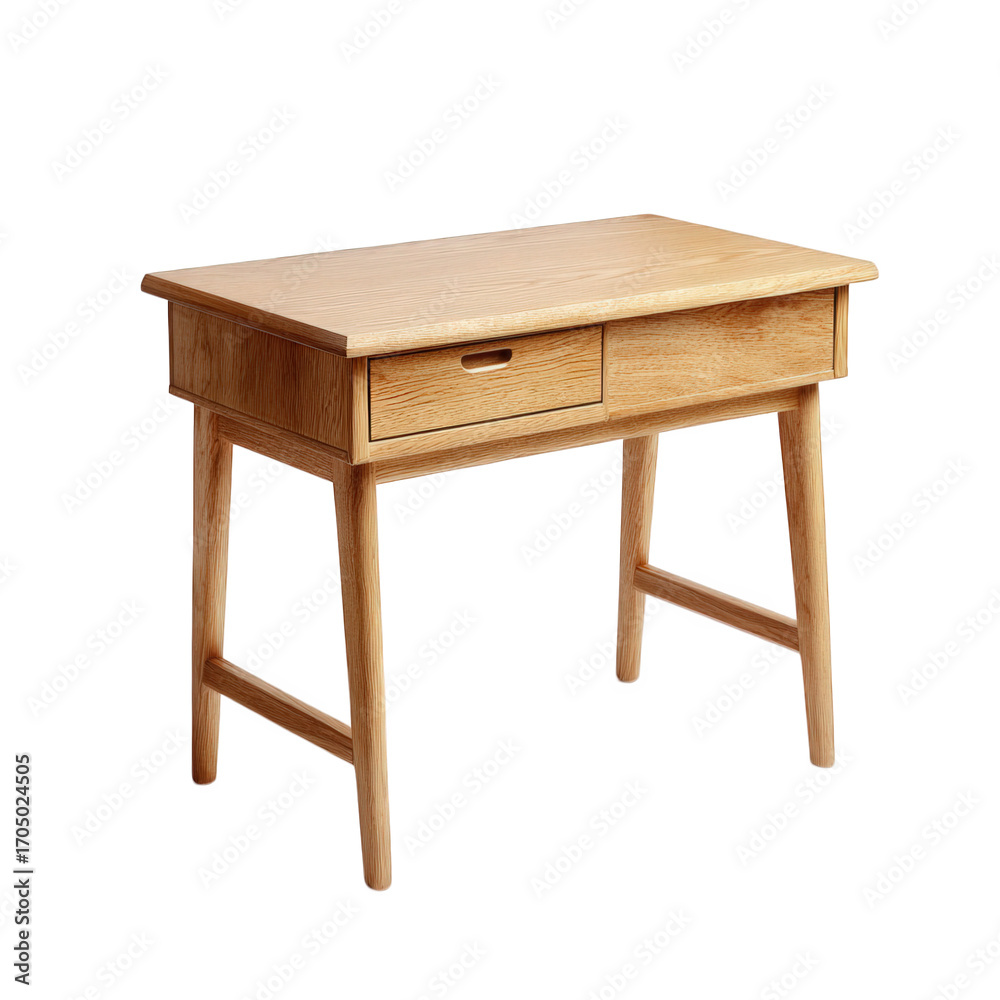 Fototapeta premium Wooden writing desk with two drawers isolated on transparent background
