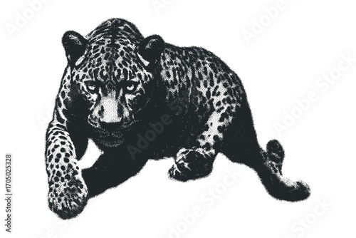 Jaguar in motion transparent. Vector hand drawn illustration