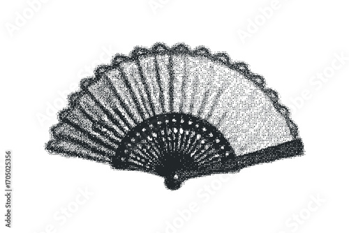 Handheld fan transparent background. Vector hand drawn illustration