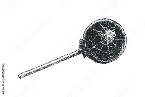 Textured lollipop on stick. Vector hand drawn illustration