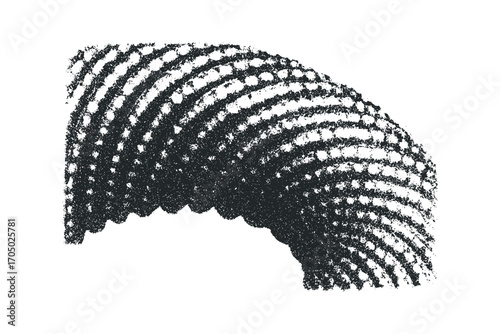 Textured segmented curved tube shape. Vector hand drawn illustration