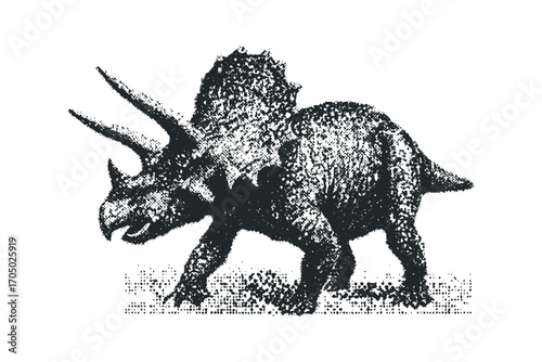 Stippled Dinosaur Image. Vector hand drawn illustration