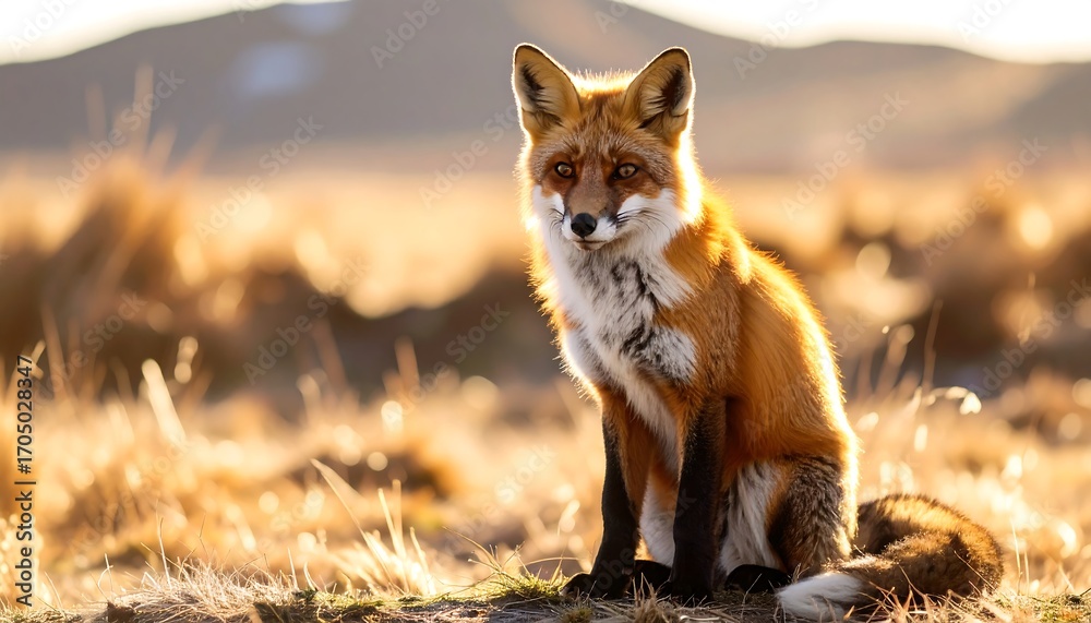 Fototapeta premium Fox in golden meadow