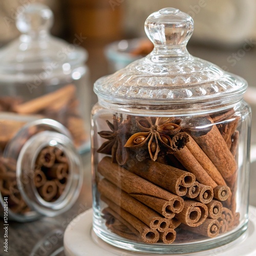 Glass Jar Filled with Cinnamon