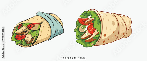 Delicious fresh shawarma wrap, perfect for restaurant menu design