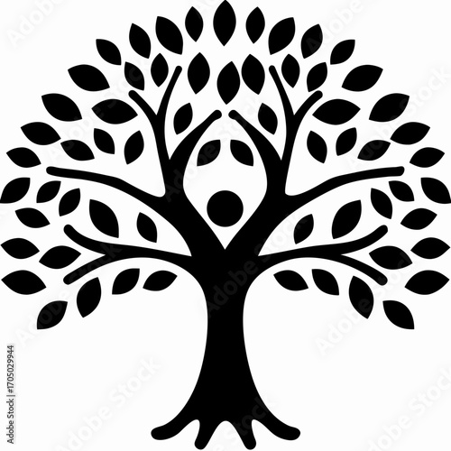 Elegant Tree of Life Silhouette Vector with Wide Branches  Minimal Nature Design