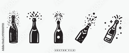 Celebrate with champagne bottle icons for festive occasions
