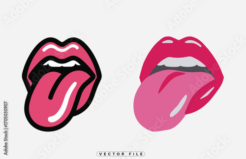 Expressive mouth with tongue out, vibrant, bold design element