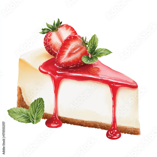 Strawberry Cheesecake Slice Close Up.