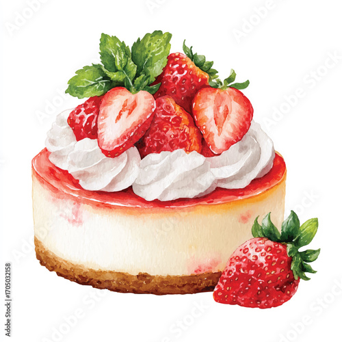 Strawberry Cheesecake Dessert Close Up.