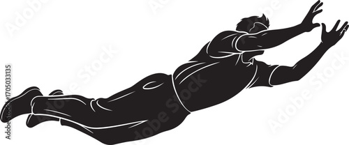 Dynamic Cricket Fielder Catching Silhouette

Cricket Player Diving for Ball Graphic Black and White Cricket Player Catch Professional Sportsman in Mid-air Catch