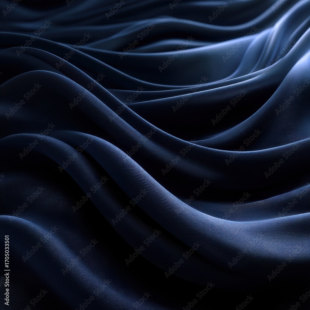 Obraz premium Flowing blue fabric waves creating elegant abstract patterns