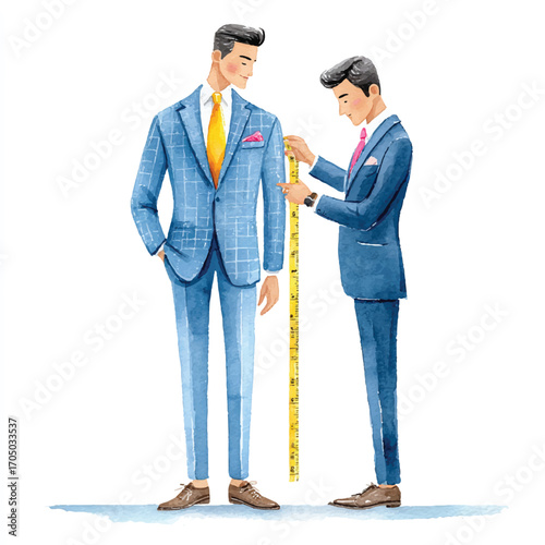 Tailor Measuring Client for Custom Suit.