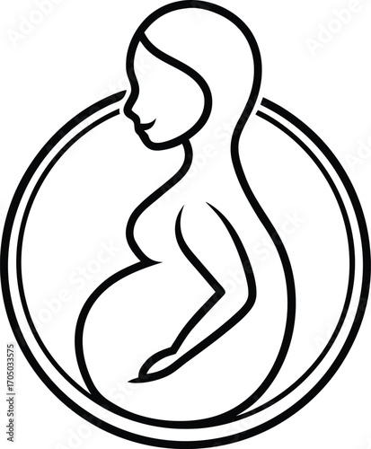 pregnancy wellness outline icon vector on transparent.