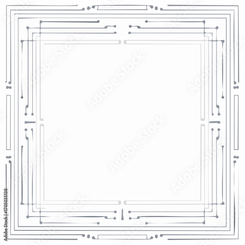 Elegant minimalist vector border frame with clean thin lines and subtle geometric circuit design