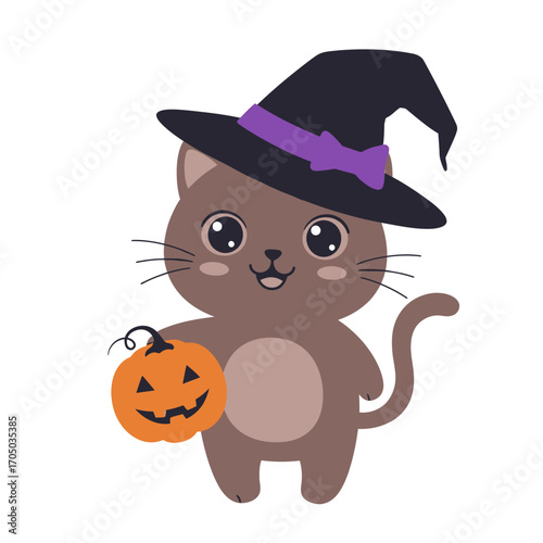 cat with a pumpkin