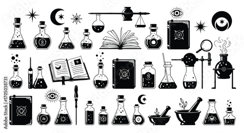 Vector illustration of collection of occult and alchemy symbols