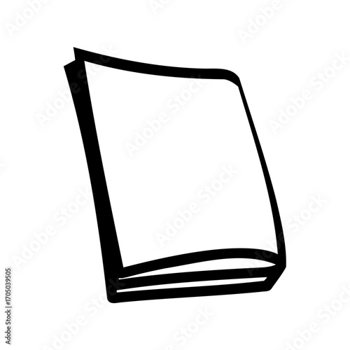 Stylized book icon with heavy black outline and white fill in simple design