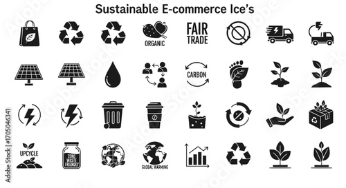 Sustainable E-Commerce Icons for Eco-Friendly Products
