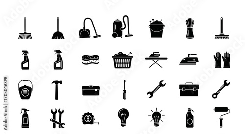 Practical Modern Home Cleaning & Maintenance Icons