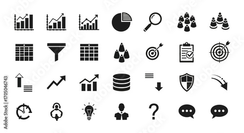 Essential Data and Analytics Icon Set for Business Reports