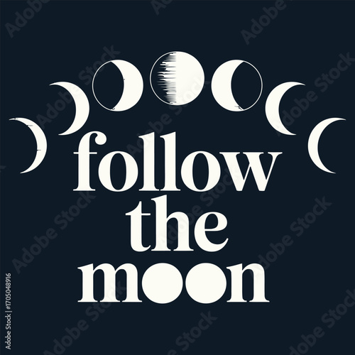 Moon phases text celestial astronomical