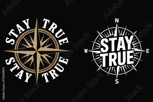 Compass rose with text navigation direction