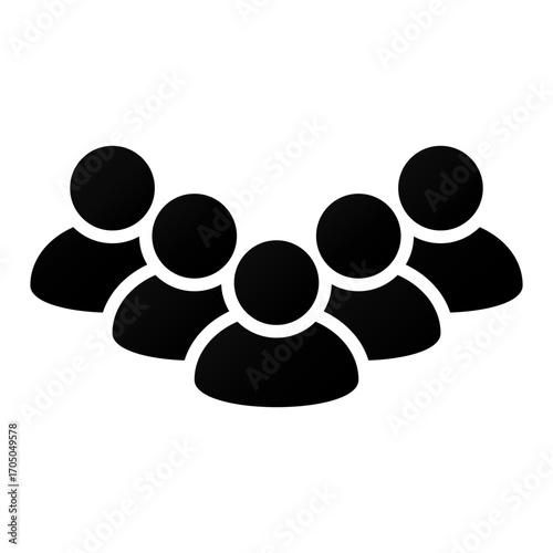 Group of people. Teamwork management symbol. Vector audience concept. Black social crowd. EPS 10.