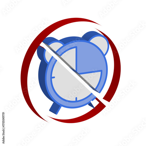 No time icon. Banned clock symbol. Vector deadline restriction. Time measurement ban. EPS 10.