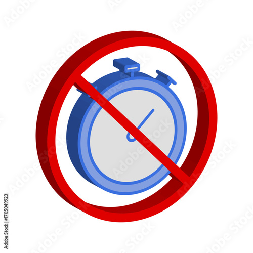 No stopwatch symbol. Time limit restriction. Vector deadline icon. Banned measurement sign. EPS 10.
