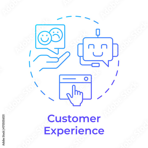 Wallpaper Mural Customer experience blue gradient concept icon. User support. Artificial intelligence, chatbot. Round shape line illustration. Abstract idea. Graphic design. Easy to use in infographic, presentation Torontodigital.ca